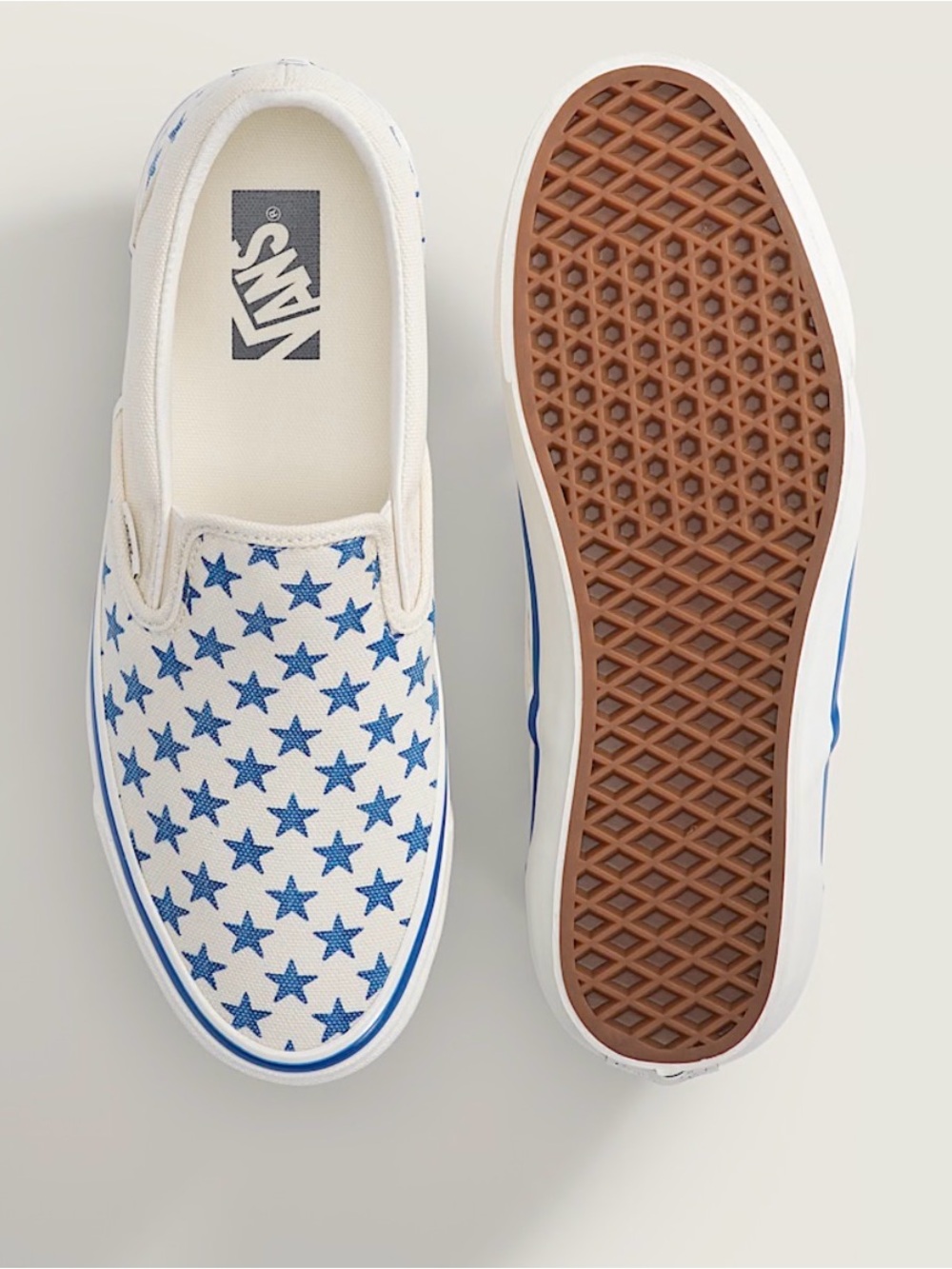NEW Vans TRUE BLUE/ MARSHMALLOW STAR PRINT Slip-On Canvas SNEAKERS SZ 11